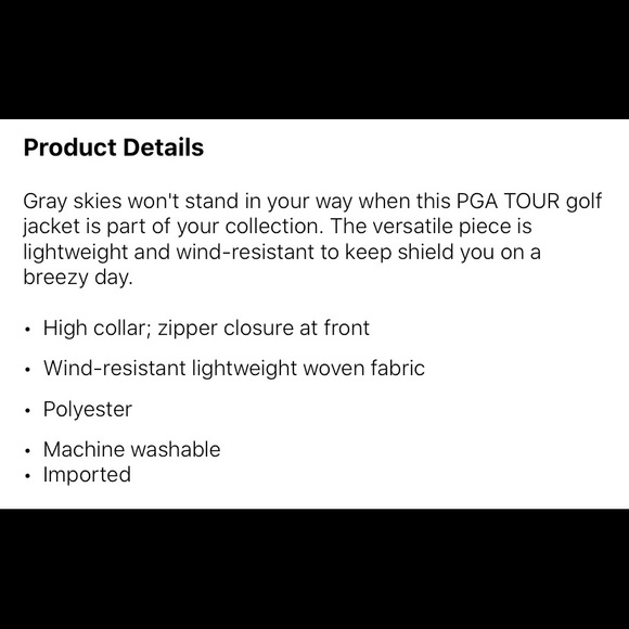 NWT men’s PGA Tour golf zip up jacket - Picture 3 of 3